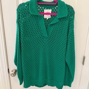 Aerie green V-Neck Knit Sweater